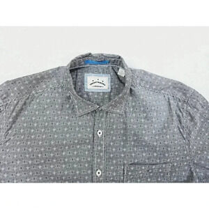 Tommy Bahama Denim Size XL Men's Gray White Stripe Pattern Logo Tag Cotton Shirt